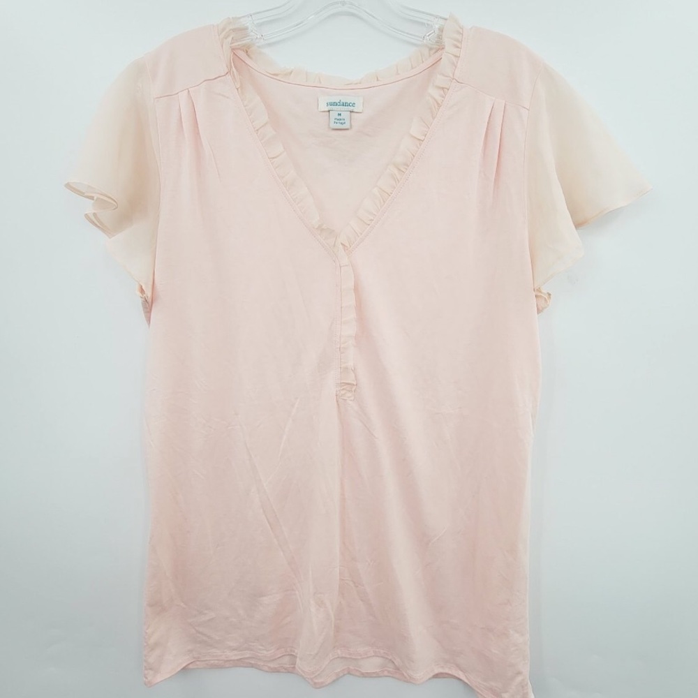 Sundance Peach Frilly Silk Blouse
